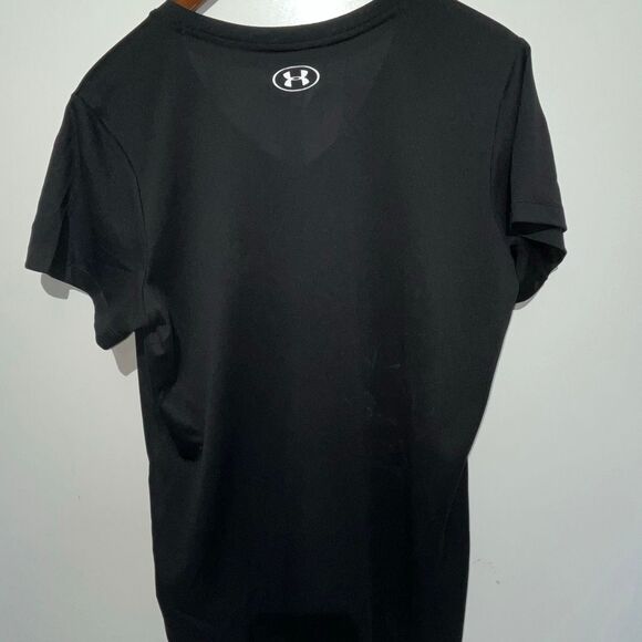 Under Armour Women's Black Loose Fit Heat Gear V-Neck Short Sleeve T-Shirt Large - Picture 5 of 8